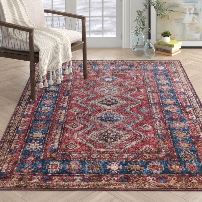 Joss & Main Emelia Oriental Burgundy/Blue/Gold Area Rug & Reviews Wayfair